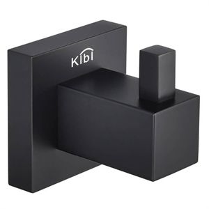 KIBI Cube Solid Brass Bathroom Towel & Robe Hook Matte Black | Homesquare
