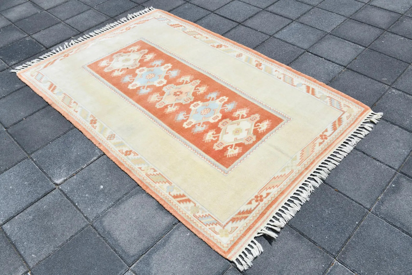 4x6 Cream Peach VINTAGE OUSHAK Rug, 4x6 Oushak Rug, 4x6 Rug, Handmade Wool Rug, 4x6 Vintage Rug, ... | Etsy (US)