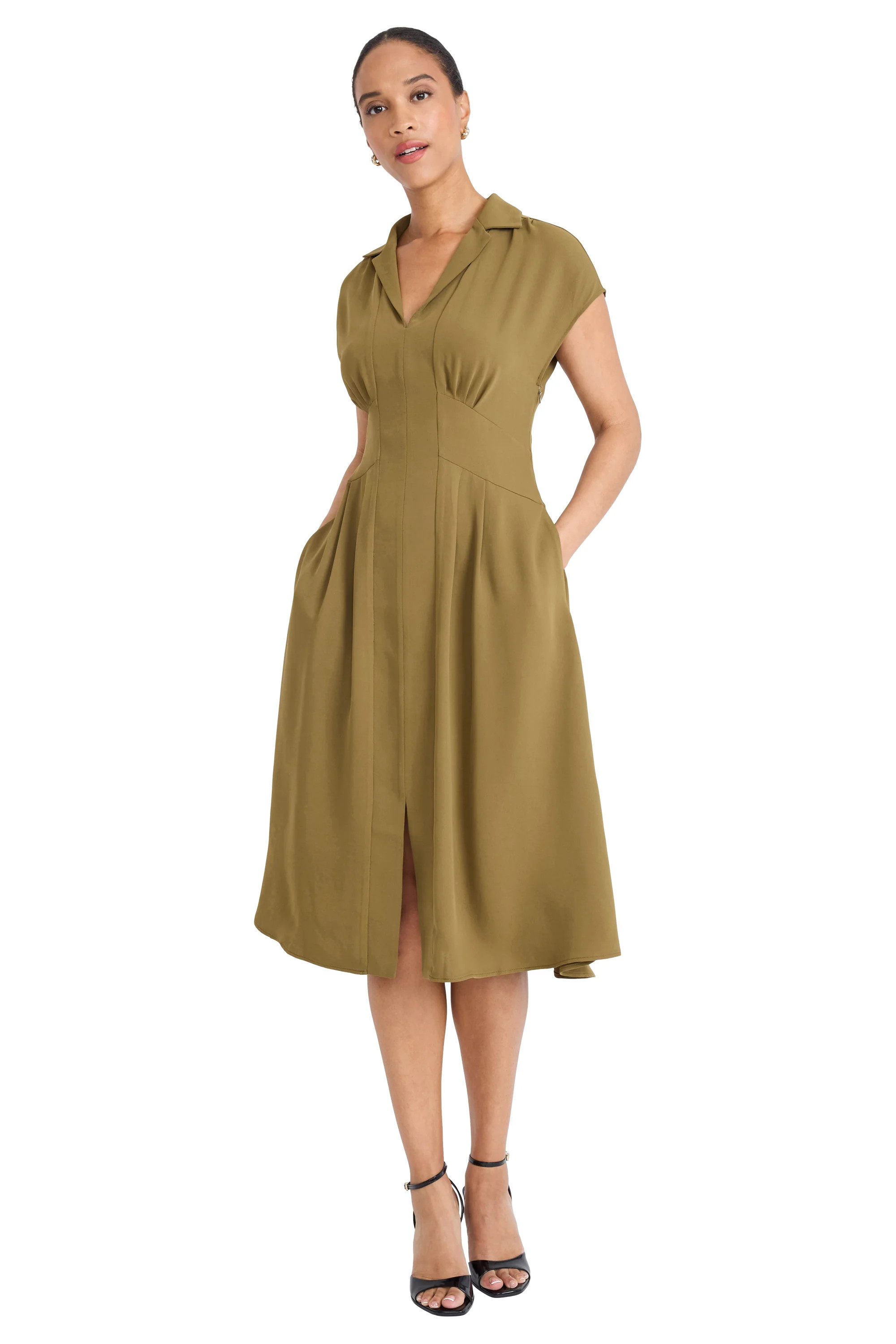 Cameran Fit and Flare Short Sleeve Midi Dress | Maggy London | Maggy London