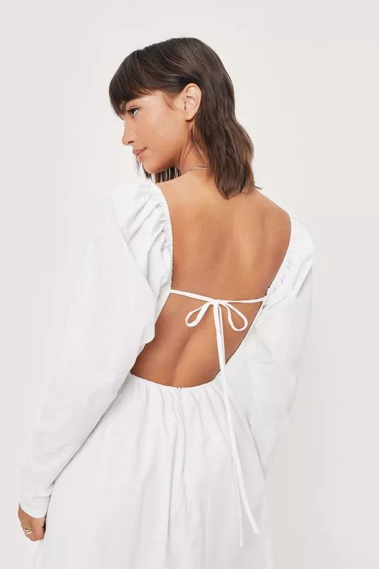Ruched Bust Tie Back Midi Dress | Nasty Gal (US)