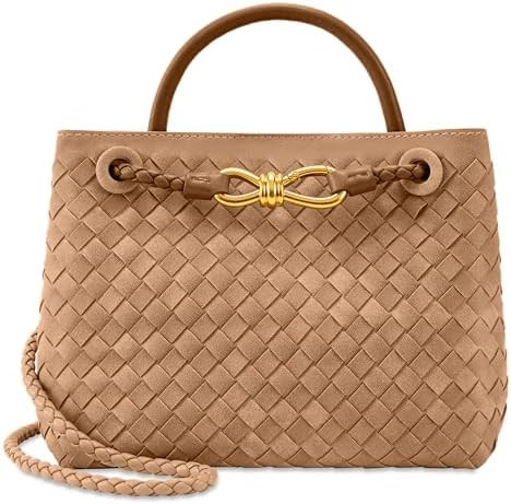 Woven Tote Bag for Women Leather Shoulder Handbag Designer Top Handle Purses | Amazon (US)