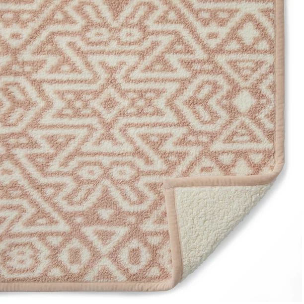 Better Homes & Gardens Sherpa Throw Blanket, 50" x 60", Pink Southwest Diamond | Walmart (US)