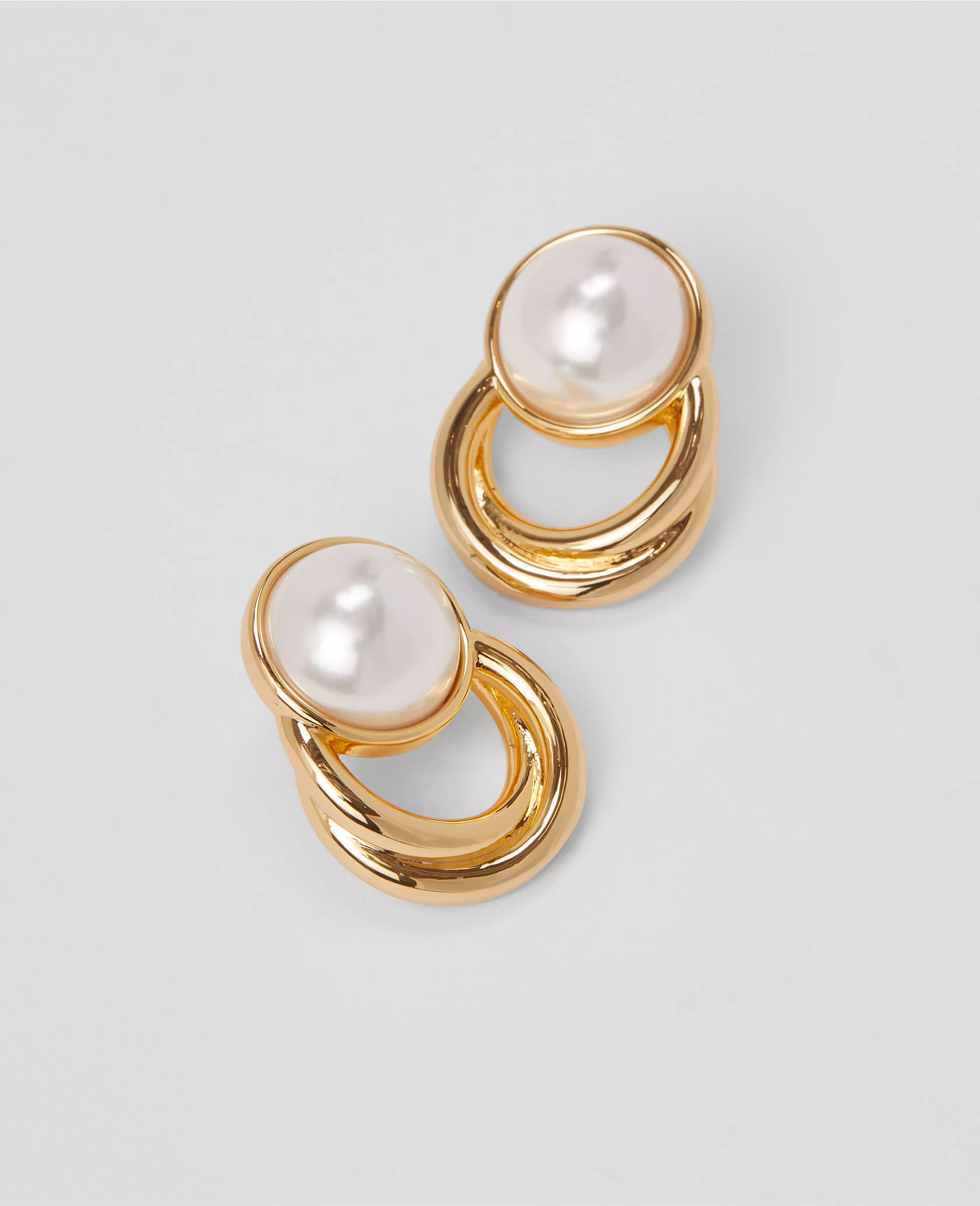 Pearlized Loop Stud Earrings | Ann Taylor (US)