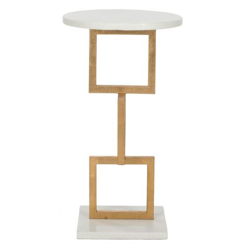Mattias Side Table, Gold/White | One Kings Lane