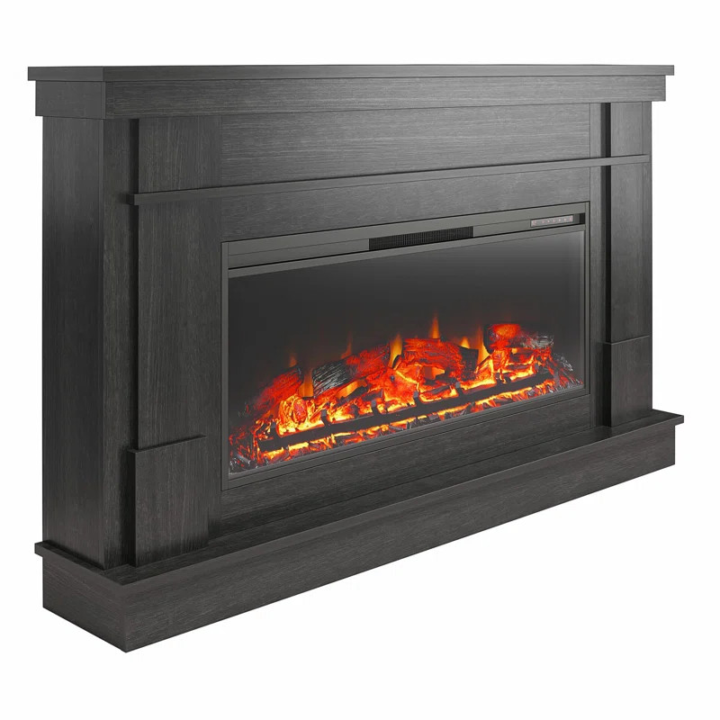 Ashmun Wide Mantel With Linear Electric Fireplace | Wayfair North America