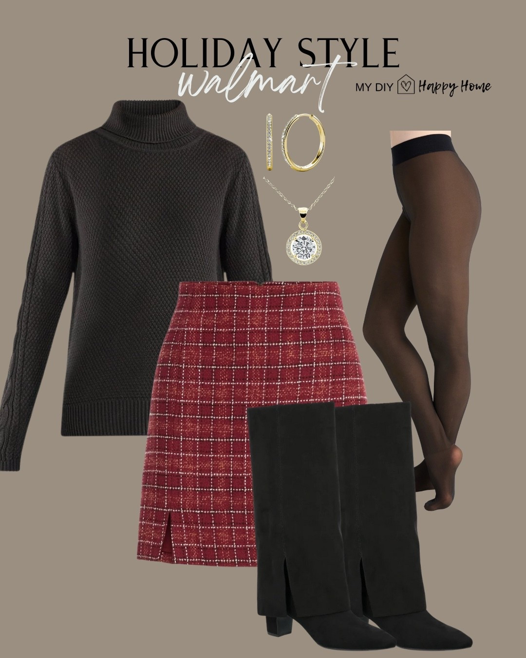 Holiday style 

Sweater 
Plaid skirt 
Fleece lined Tights 
Boots (on sale!)
My favorite earrings 
Necklace 

#LTKHoliday #LTKMidsize #LTKFindsUnder50