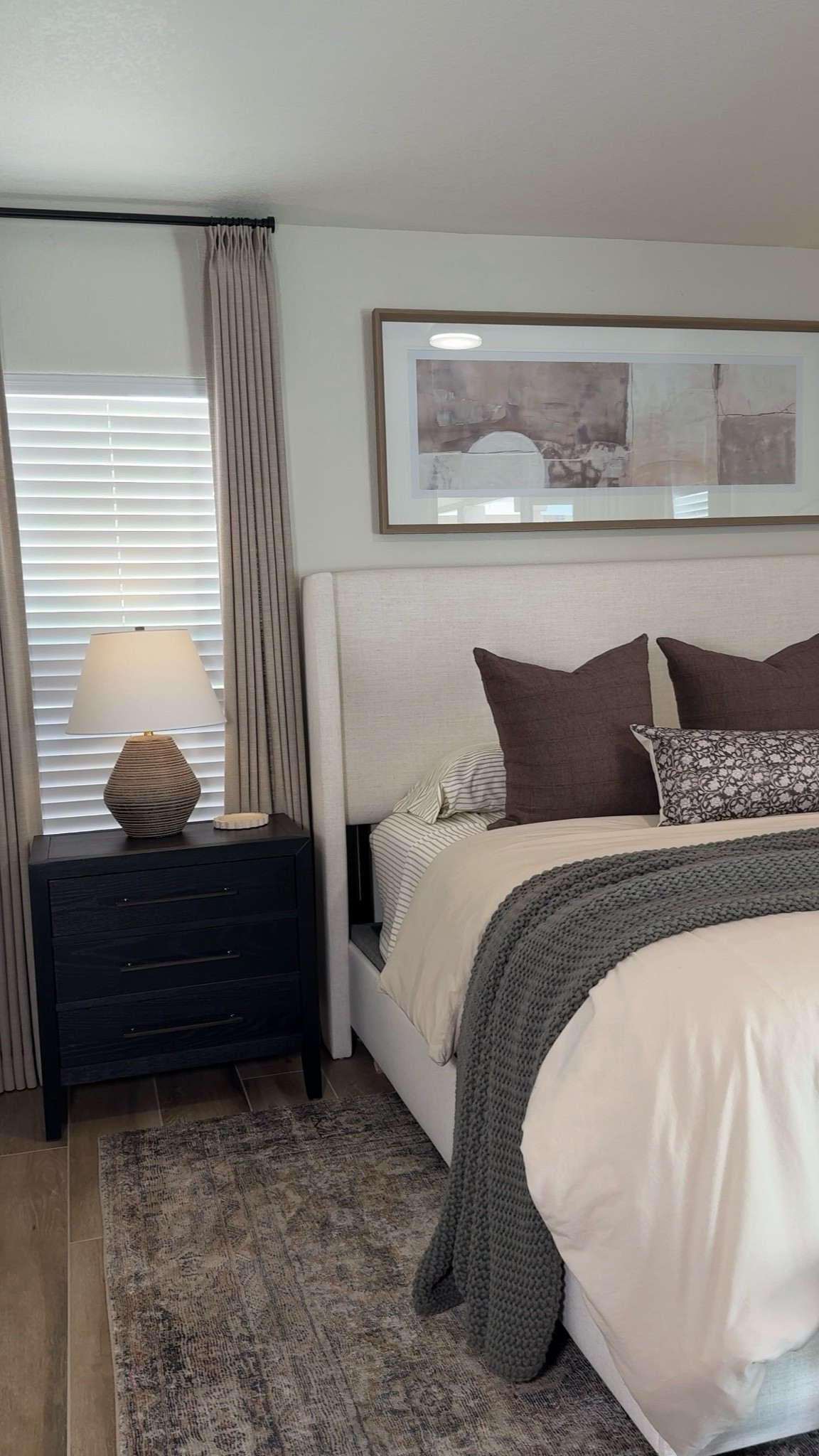 #ad Our linen wingback bed frame and nightstands are BOTH on sale!! I love these so much and they are 2 of the best selling pieces in my home. 

The nightstands have a gorgeous woodgrain finish and come pre-assembled. So amazing! 

The bed frame is so chic and timeless, great for any decor style. 
#wayfair #wayfairpartner @Wayfair 
•
•
•
#neutralbedroom #primarybedroom #bedroomstyling