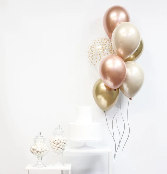 Blush and Gold CHROME Balloon Bouquet - Blush and Rose Gold Balloon Bouquet | Etsy (US)
