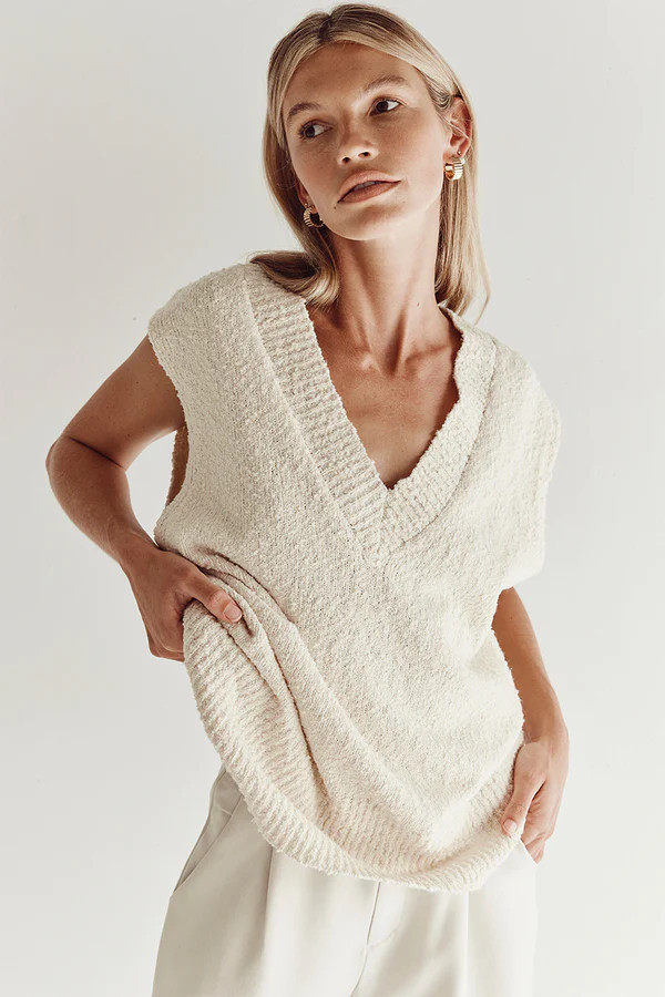 DAKOTA STONE LONG LINE KNIT VEST | DISSH
