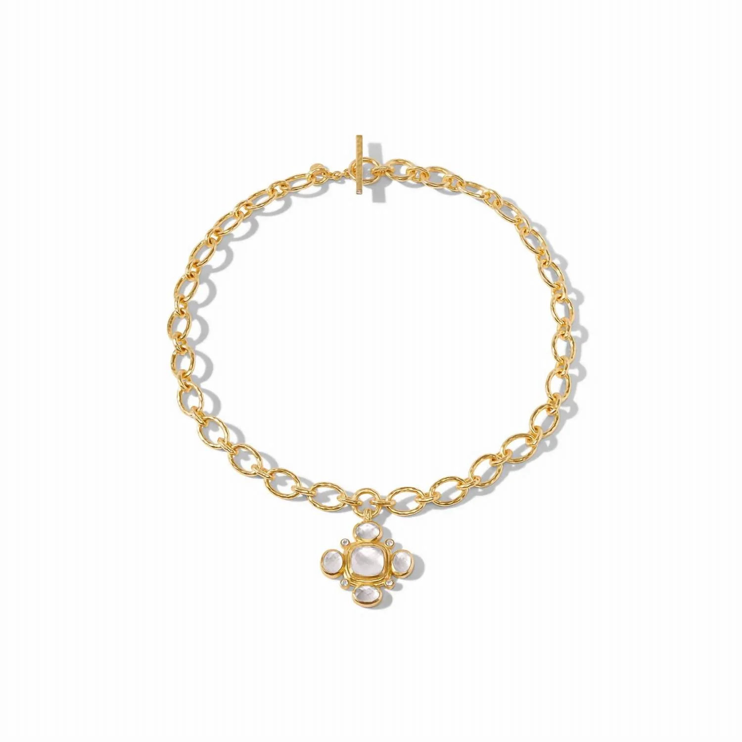 Tudor Statement Necklace Iridescent Clear Crystal C In Gold | Shop Simon