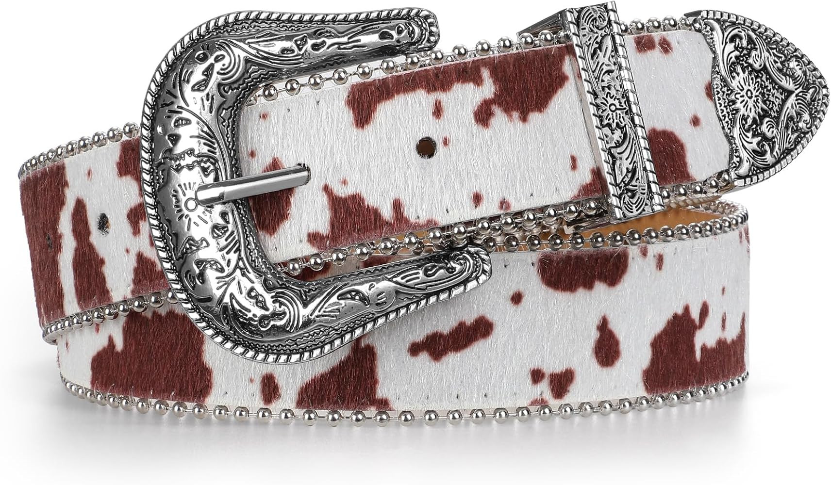 JASGOOD Western Belt for Women Vintage Floral Carved Design with Beaded Trim Cowgirl Belts for Je... | Amazon (US)