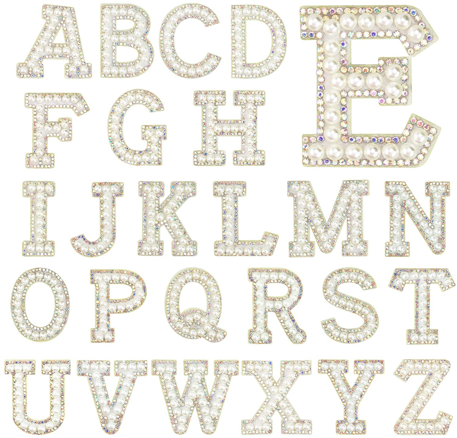 Sparkly Rhinestones and Elegant Pearls Iron On Patches for Clothing, A-Z Sew On Decorative Letter... | Amazon (US)