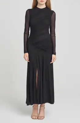 WAYF Selene Ruched Long Sleeve Dress in Black at Nordstrom, Size Small | Nordstrom
