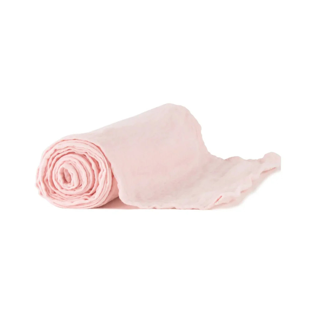 Pastel Pink Cotton Gauze Table Runner | Ellie and Piper