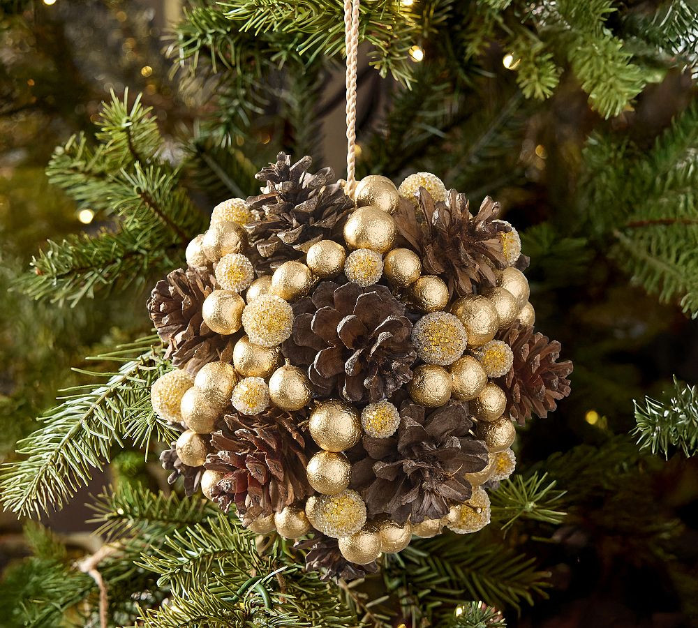 Vintage Champagne Berry &amp; Pinecone Ornament | Pottery Barn (US)