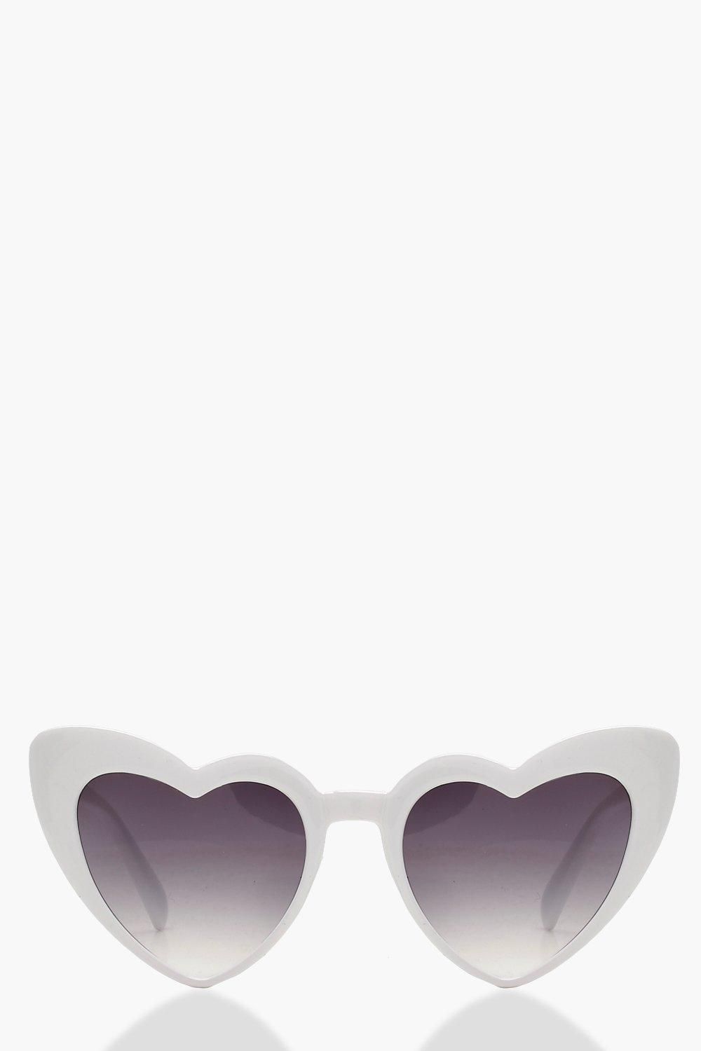 Oversized White Heart Shape Sunglasses | Boohoo.com (US & CA)