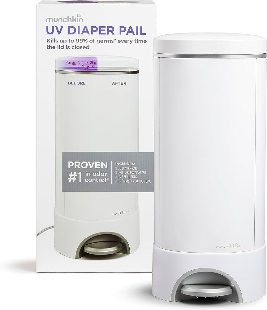 Munchkin® UV Diaper Pail #1 in Odor Control, LED UV Lights Kills 99% of Germs and Odor Causing B... | Amazon (US)