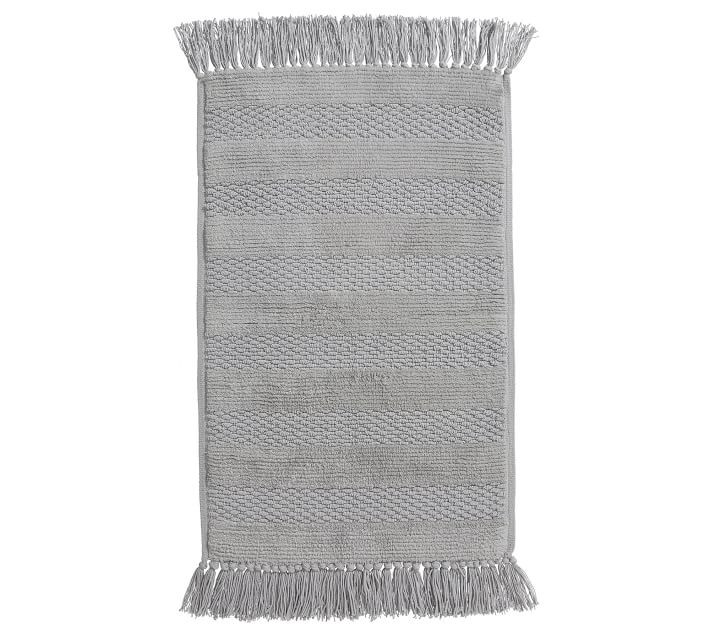 Striped Tassel Organic Bath Mat | Pottery Barn (US)