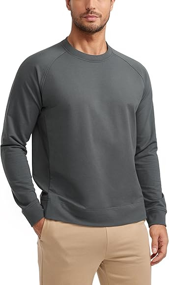 CRZ YOGA Mens Crewneck Sweatshirts French Terry Athletic Workout Sweat Shirts Casual Pullover Top... | Amazon (US)