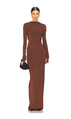 Helsa Jersey Backless Maxi Dress in Chocolate Au Lait from Revolve.com | Revolve Clothing (Global)