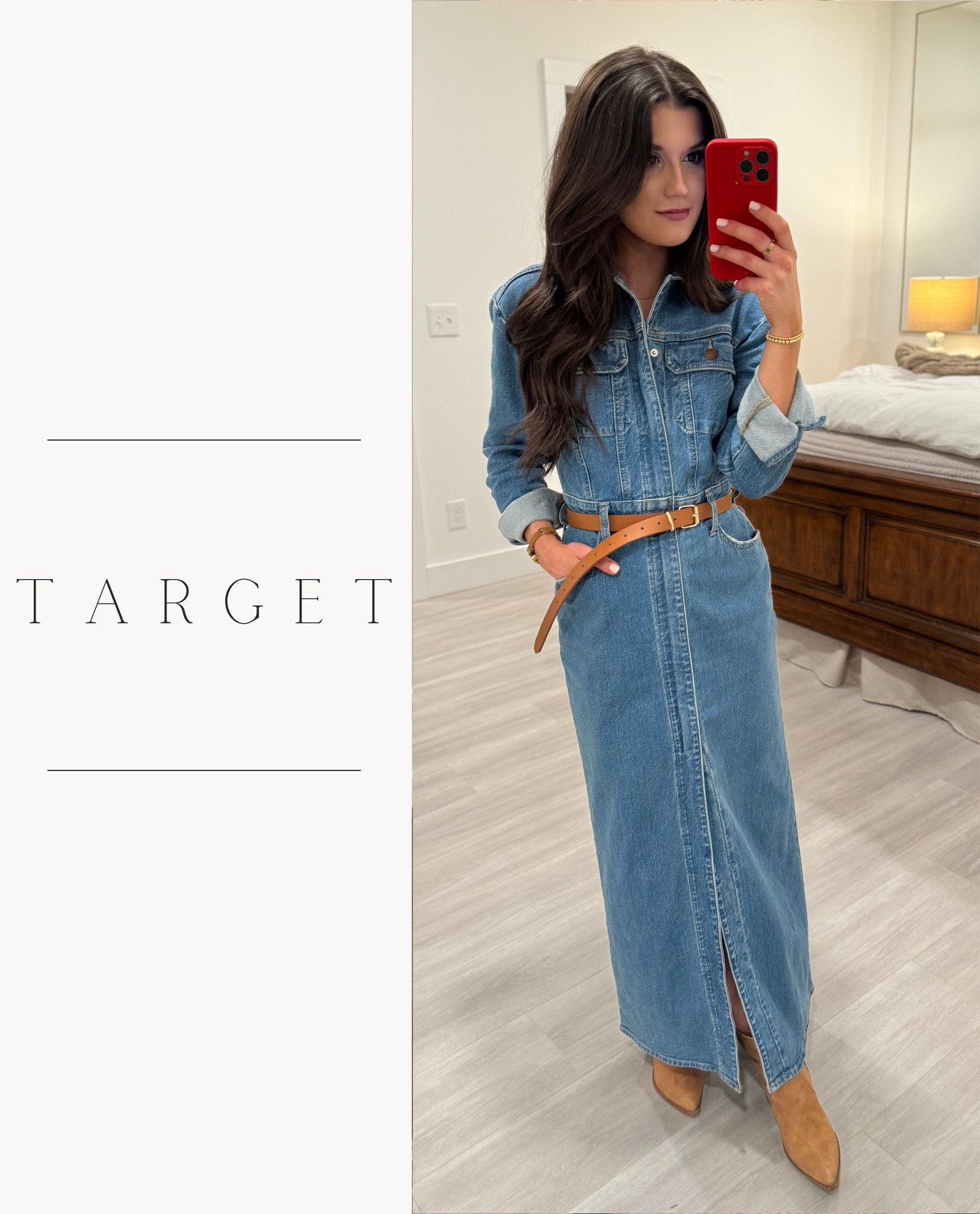 Timeless denim dress from Target + Booties from Amazon ✨ 
The dress is currently sold out in blue denim, but they have it in black which is STUNNING and only $30 right now!! 

I’m wearing a size 0 in the dress & 5.5 in booties! 

#LTKxTarget 

#LTKsalealert #LTKfindsunder50