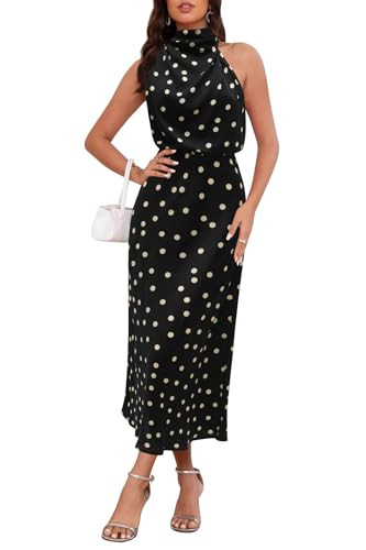 Women's Satin Maxi Dress Summer Formal Wedding Guest Cocktail Dress | Amazon (US)