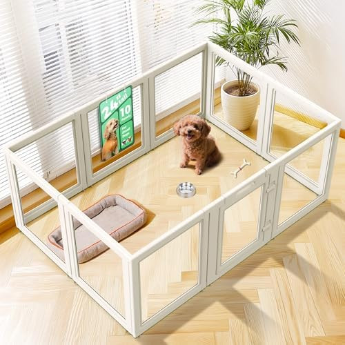 FXW AuraSpace Acrylic Indoor Dog Playpen for Puppies and Small Dogs, 24 Inch, 10 Panels, White | Amazon (US)