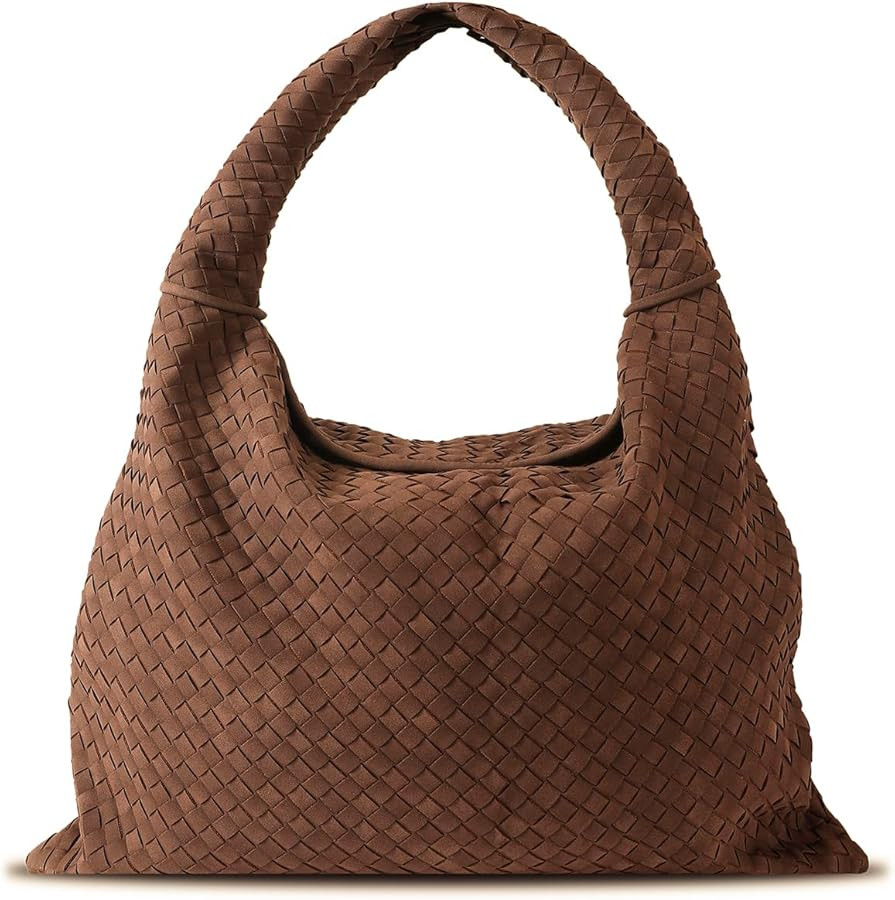 Vegan Leather Woven Tote, Vintage Suede Hobo, Suede Woven Purse, Large Leather Shoulder Bag Braid... | Amazon (US)