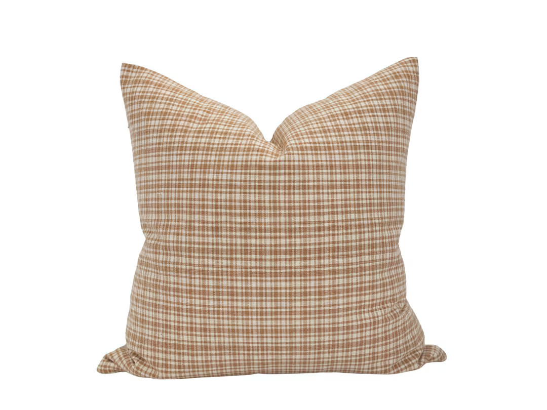 HENRY || Rust Plaid Pillow Cover Rust Woven Pillow Cover Rust Pillow Modern Plaid Pillow Farmhous... | Etsy (US)