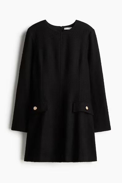H & M - Bouclé-Weave Dress - Black | H&M (US + CA)