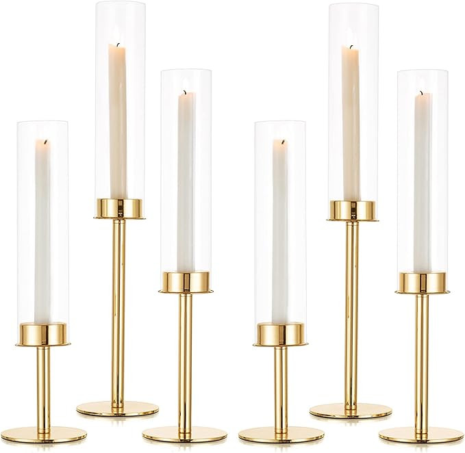 Sziqiqi Gold Taper Candle Holders for Table Centerpiece - 1.6feet Tall Candlestick Holders for We... | Amazon (US)