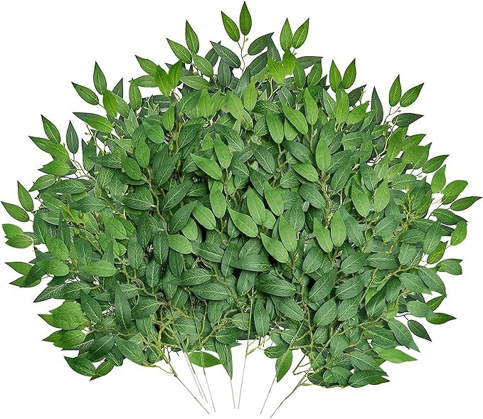 20Pcs Italian Ruscus Greenery, 23" Artificial Silk Stems Garland w/Green Leaf Vines Bendable Faux... | Amazon (US)