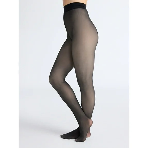 Joyspun Women's Faux Sheer Fleece Tights, Sizes S-3XL | Walmart (US)