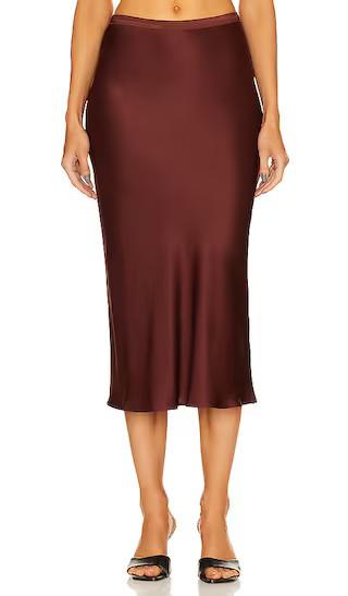 ANINE BING Bar Silk Skirt in Burgundy. - size S (also in XS) | Revolve Clothing (Global)