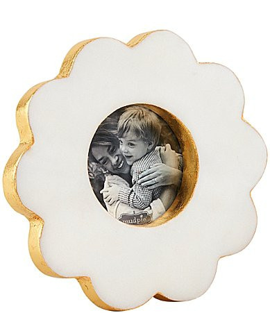 Mud Pie Everyday Entertaining Circle Scalloped Marble Picture Frame | Dillard's