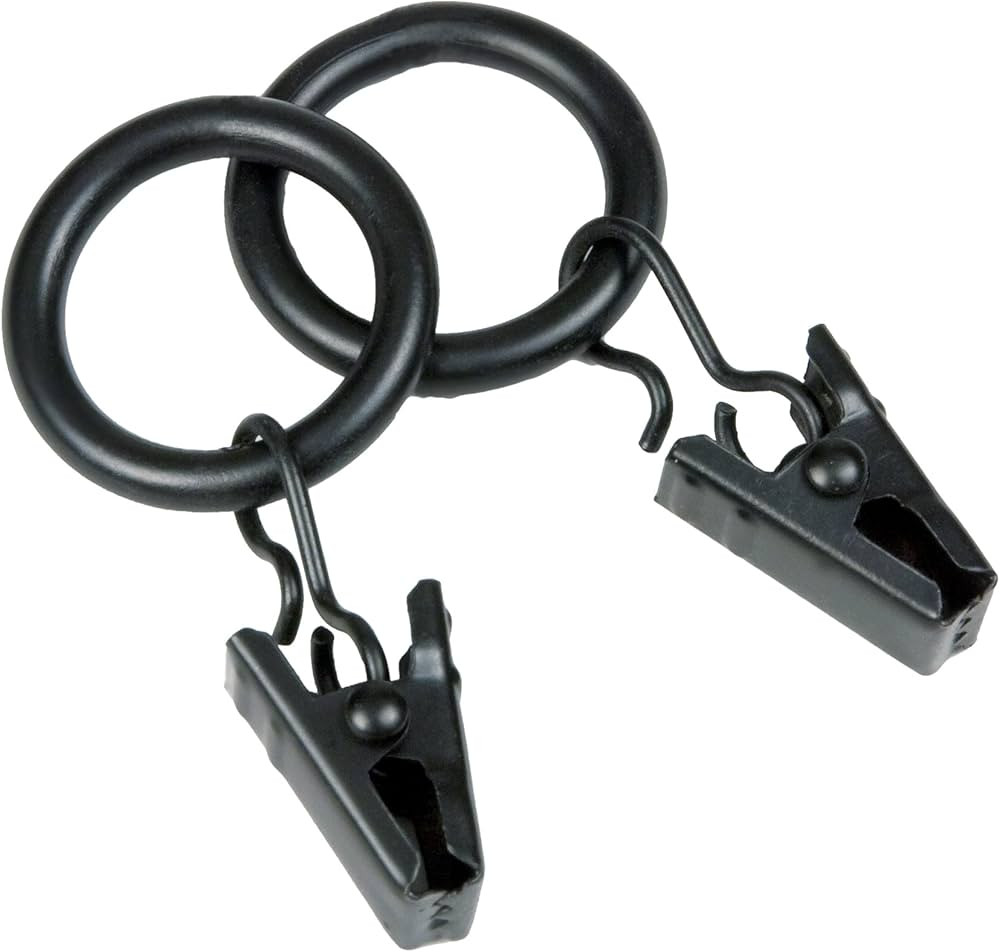 Kenney Petit Window Curtain Clip Rings, 14-Pack, Black | Amazon (US)