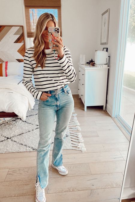 Great basic long sleeve striped tee shirt  

#LTKSeasonal #LTKunder50 #LTKstyletip