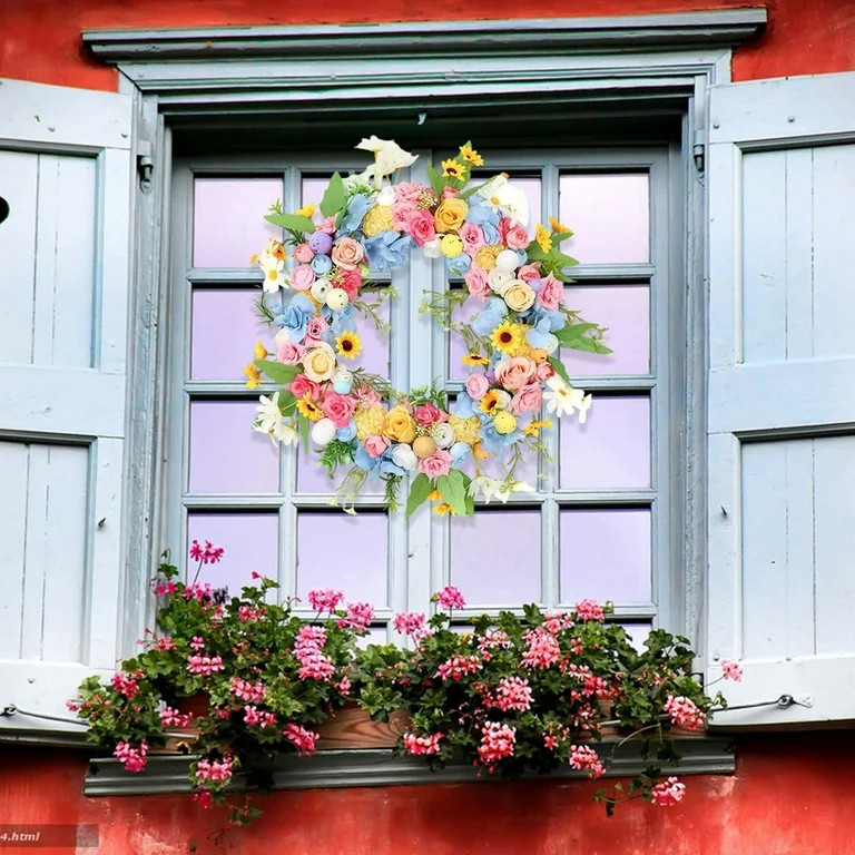 Farship Easter Wreath  17.7 Inches Easter Egg Spring Wreath for Front Door Easter Decoration for ... | Walmart (US)