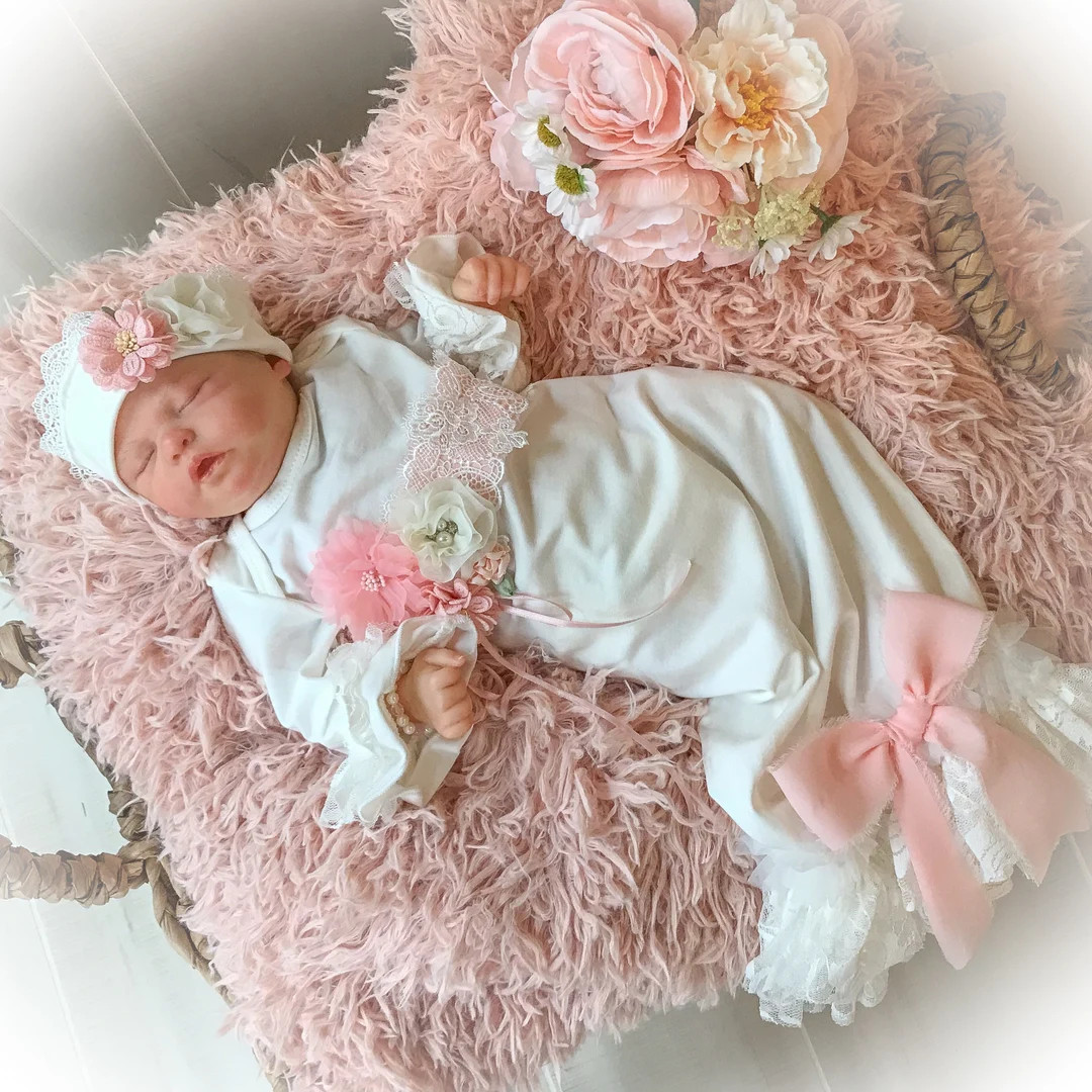 Lace Newborn Gown: Handmade Baby Girl Coming Home Outfit - Etsy | Etsy (US)