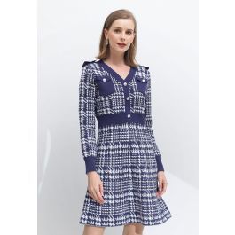Castle Pattern Button Trim Knit Dress | Chicwish