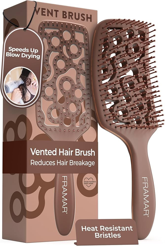 FRAMAR Professional Wet Hair Brush - Vented Hair Brush For Women, Curved Hair Detangler Brush, Bl... | Amazon (CA)