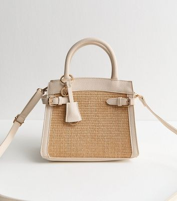 Cream Mini Raffia Look Triple Compartment Cross Body Bag New Look | New Look (UK)