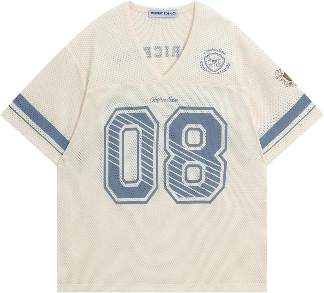 Aelfric Eden Jersey Shirts for Women Y2k Oversized V Neck Graphic Tees Football Number Streetwear... | Amazon (US)