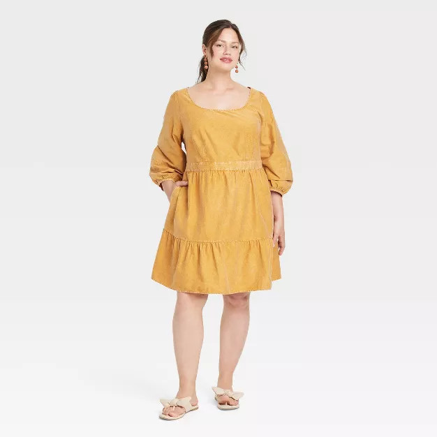 Women's Plus Size Balloon 3/4 Sleeve A-Line Dress - Ava & Viv™ | Target