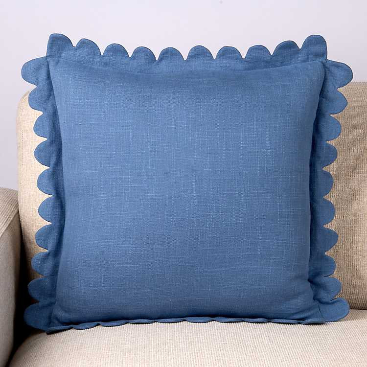 New! Blue Piper Scalloped Flange Pillow | Kirklands