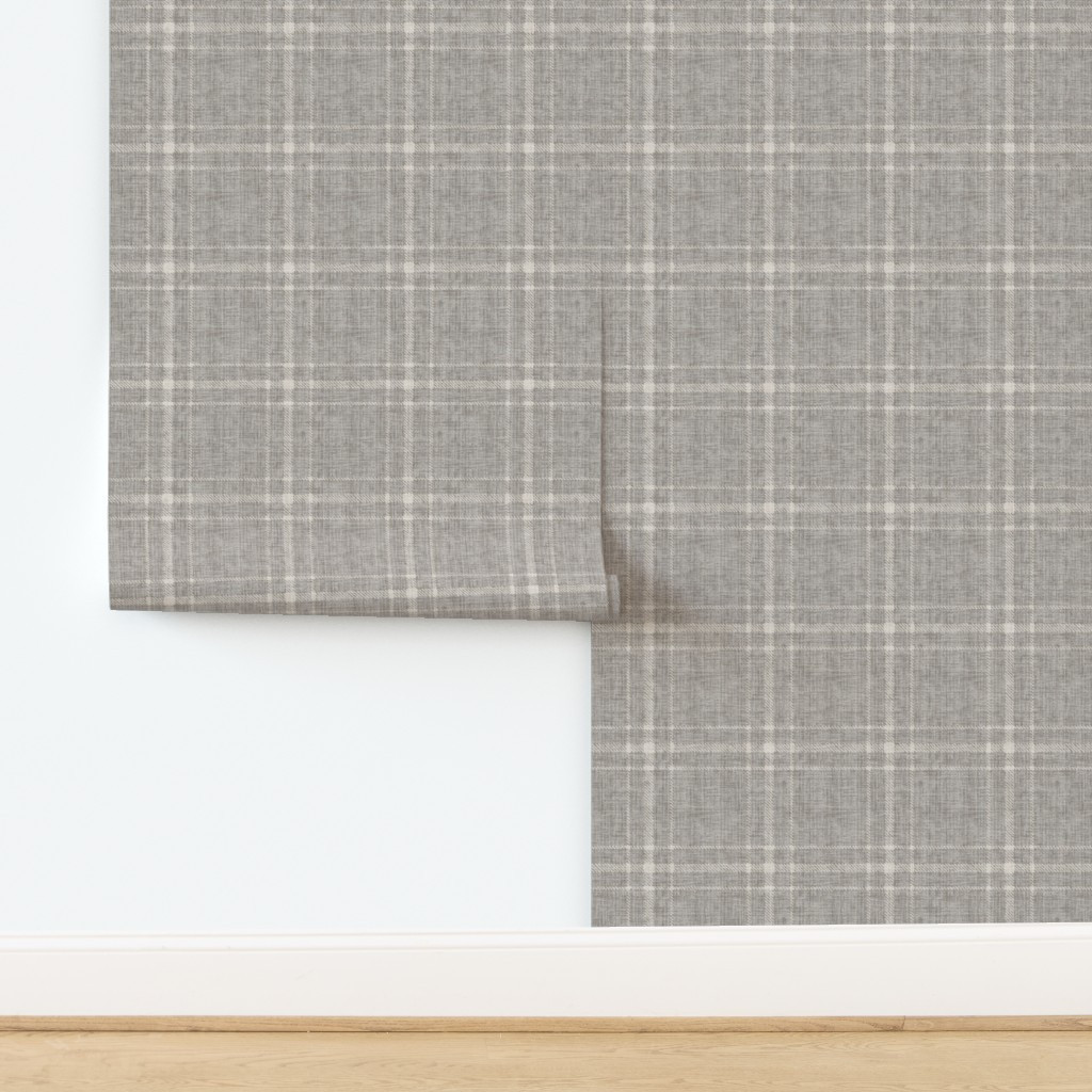 Large Basic Plaid - grey/ecru Wallpaper bysugarpinedesign | Spoonflower