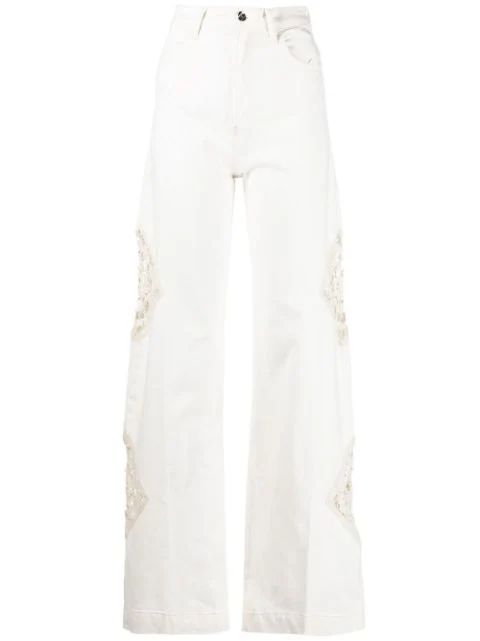 crochet-panel wide-leg trousers | Farfetch (UK)