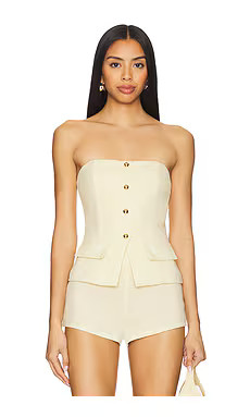 MORE TO COME Karsi Strapless Top in Baby Yellow from Revolve.com | Revolve Clothing (Global)