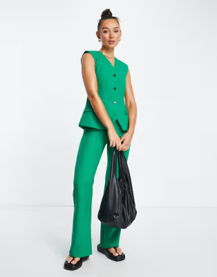 Topshop longline vest in green - part of a set | ASOS (Global)