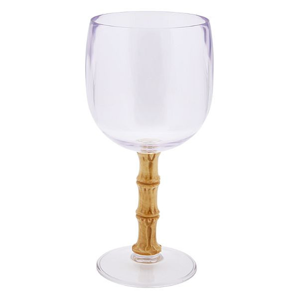 Bamboo Handle Clear Wine Glass, Acrylic, sold by At Home | At Home